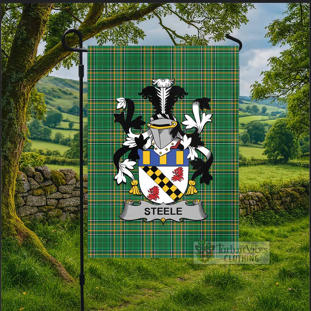 Steele Irish Clan Tartan Flag with Coat of Arms