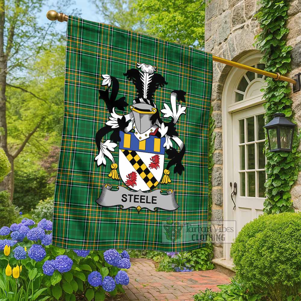 Steele Irish Clan Tartan Flag with Coat of Arms