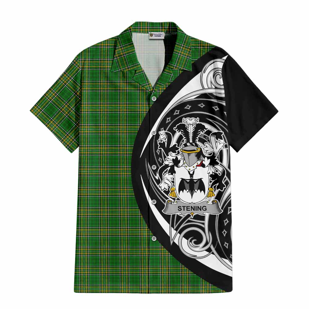 Tartan Vibes Clothing Stening Irish Clan Short Sleeve Button Shirt Celtic Circle Style