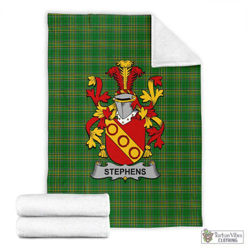 Tartan Vibes Clothing Stephens Irish Clan Tartan Blanket with Coat of Arms