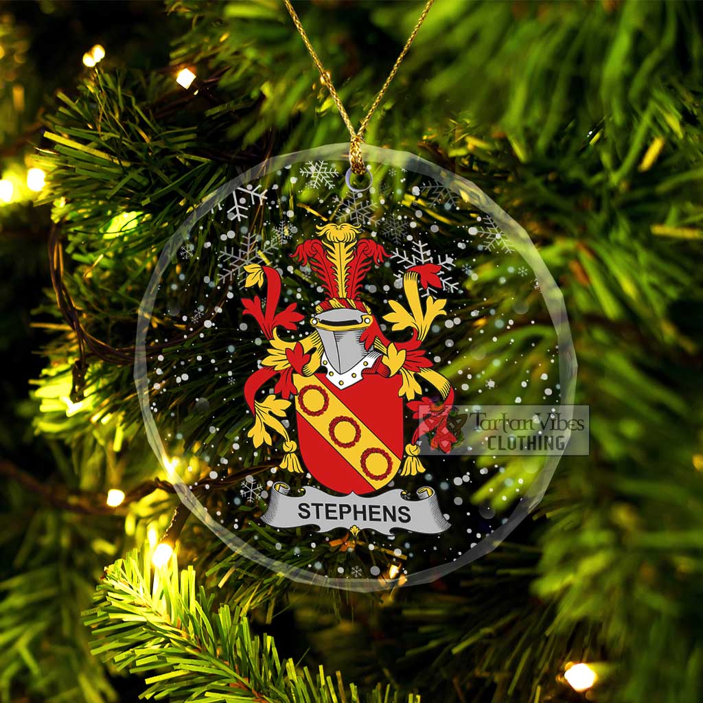 Tartan Vibes Clothing Stephens Irish Clan Christmas Glass Ornament with Coat of Arms