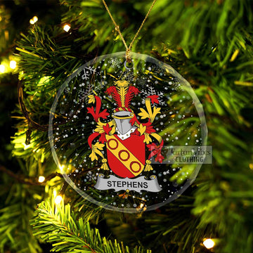 Tartan Vibes Clothing Stephens Irish Clan Christmas Glass Ornament with Coat of Arms