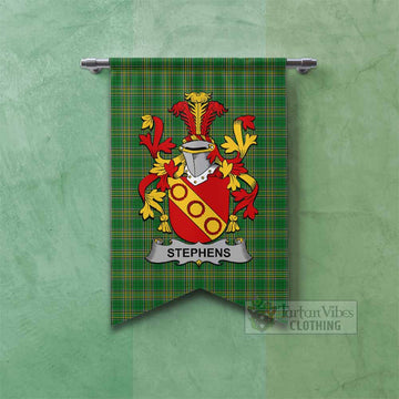 Tartan Vibes Clothing Stephens Irish Clan Tartan Gonfalon, Tartan Banner with Coat of Arms