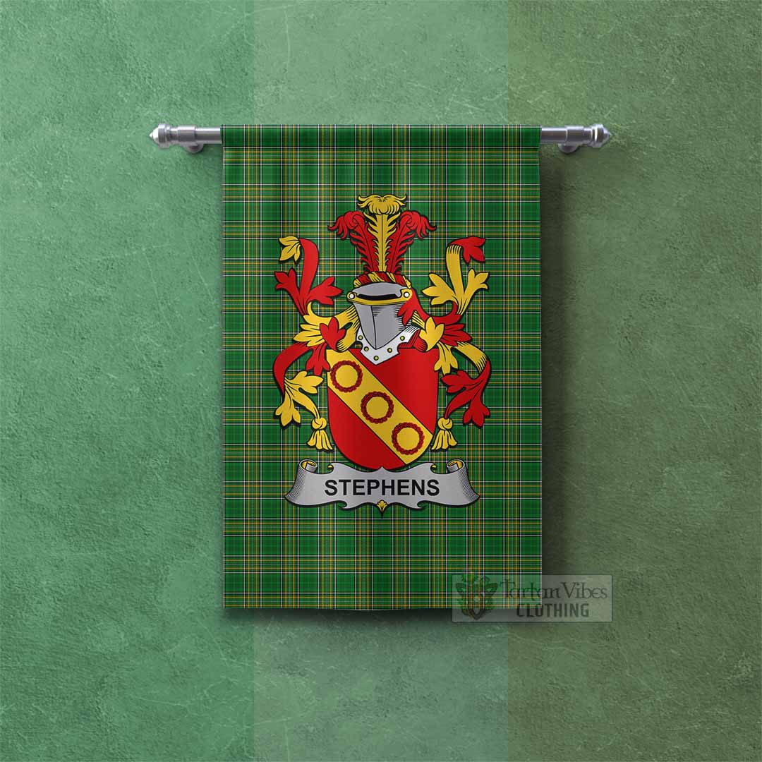 Tartan Vibes Clothing Stephens Irish Clan Tartan Gonfalon, Tartan Banner with Coat of Arms