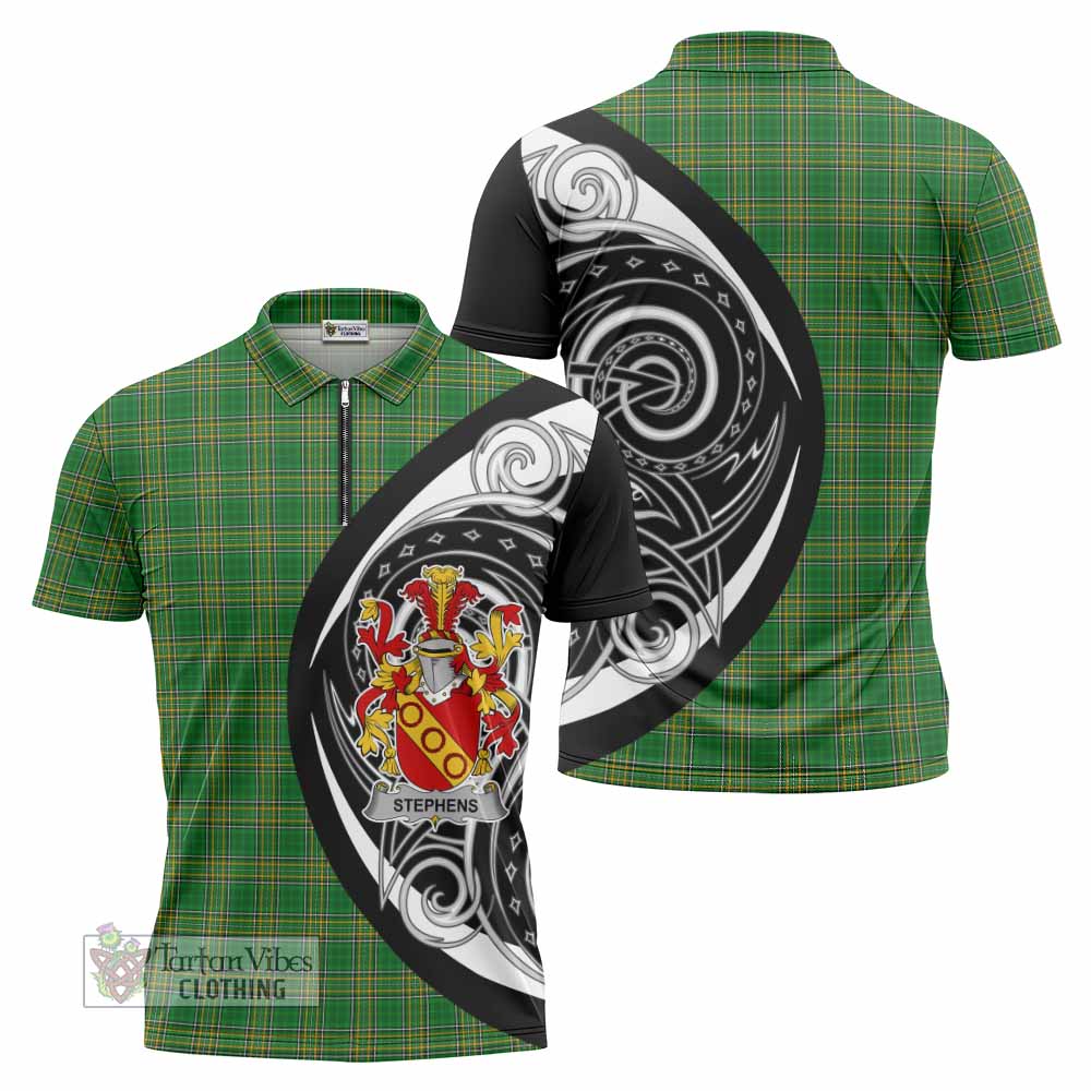 Tartan Vibes Clothing Stephens Irish Clan Zipper Polo Shirt Celtic Circle Style
