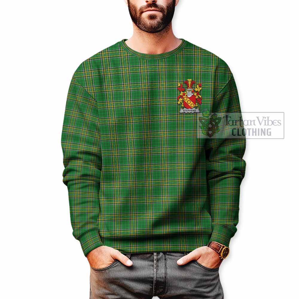 Tartan Vibes Clothing Stephens Irish Clan Tartan Sweatshirt with Coat of Arms