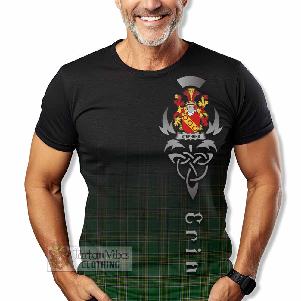 Tartan Vibes Clothing Stephens Irish Clan T-Shirt with Coat of Arms Erin Go Bragh Celtic Inspired