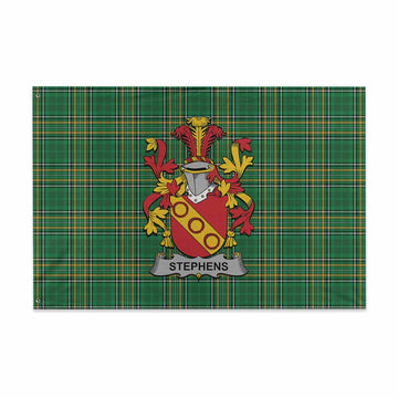 Tartan Vibes Clothing Stephens Irish Clan Tartan House Flag with Coat of Arms