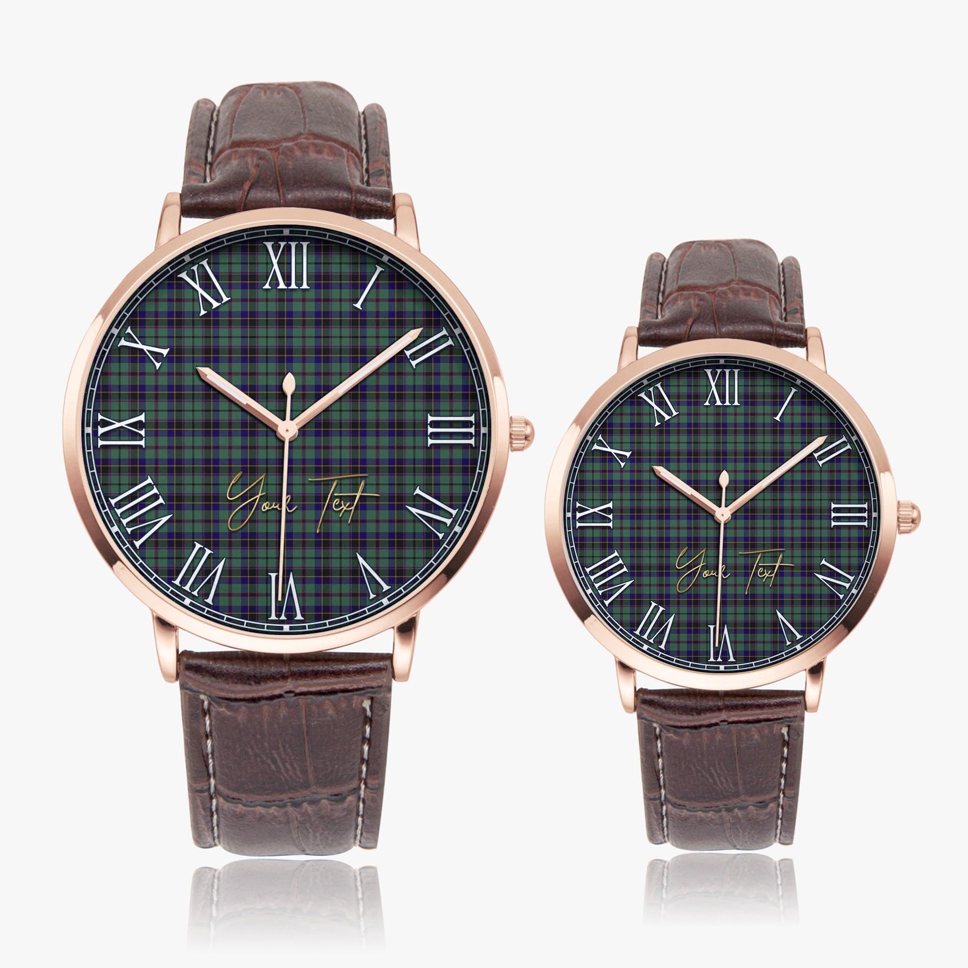 Stephenson (Stevenson) Tartan Personalized Your Text Leather Trap Quartz Watch - Tartan Vibes Clothing