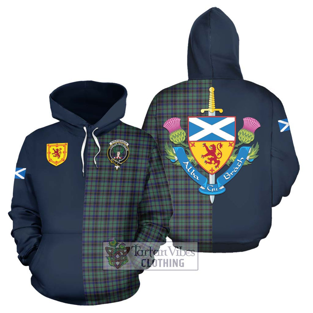 Stephenson (Stevenson) Tartan Hoodie Alba with Scottish Lion Royal Arm Half Style Zip Hoodie - Tartan Vibes Clothing