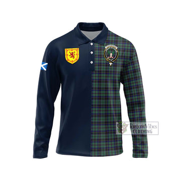 Stephenson (Stevenson) Tartan Long Sleeve Polo Shirt Alba with Scottish Lion Royal Arm Half Style Unisex - Tartan Vibes Clothing