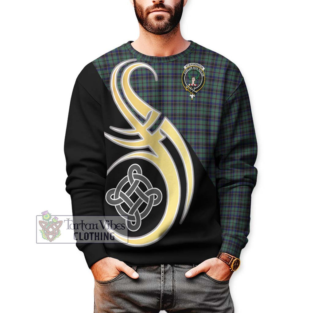 Stephenson (Stevenson) Tartan Sweatshirt with Family Crest and Celtic Symbol Style Unisex - Tartan Vibes Clothing