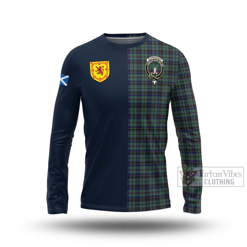 Stephenson (Stevenson) Tartan Long Sleeve T-Shirt Alba with Scottish Lion Royal Arm Half Style Unisex - Tartan Vibes Clothing