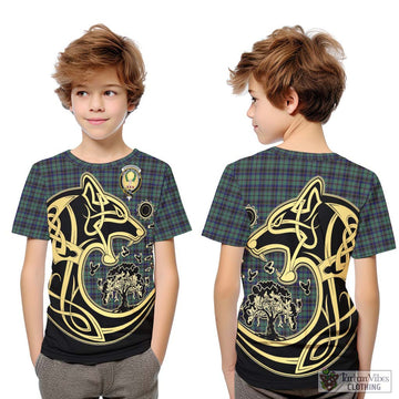 Stephenson (Stevenson) Tartan Kid T-Shirt with Family Crest Celtic Wolf Style Youth XL Size14 - Tartan Vibes Clothing