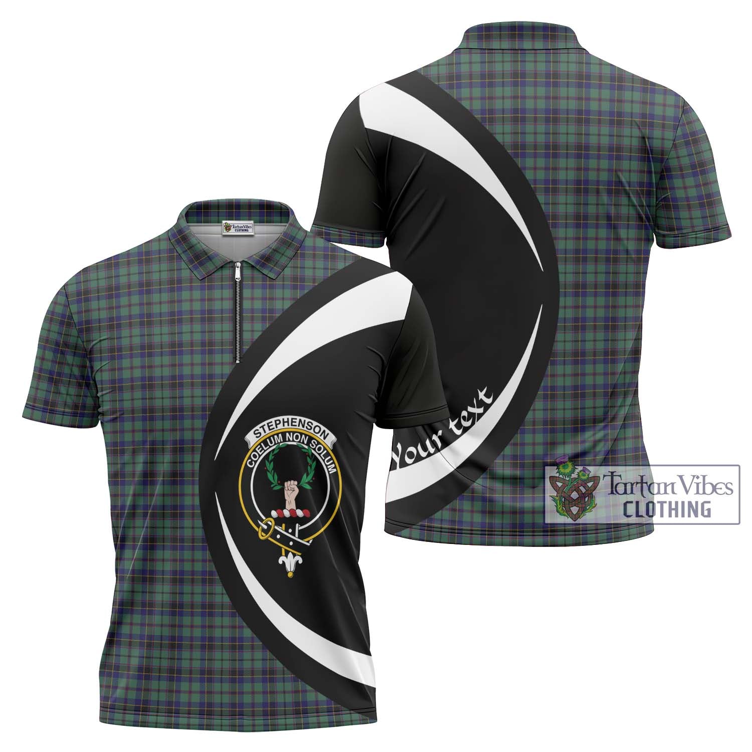 Stephenson (Stevenson) Tartan Zipper Polo Shirt with Family Crest Circle Style Unisex - Tartan Vibes Clothing