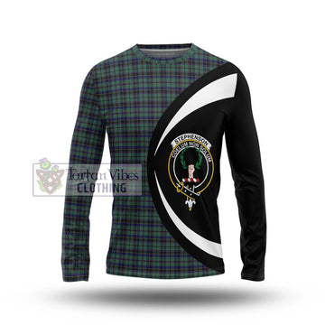 Stephenson (Stevenson) Tartan Long Sleeve T-Shirt with Family Crest Circle Style