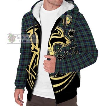 Stephenson (Stevenson) Tartan Sherpa Hoodie with Family Crest Celtic Wolf Style Unisex S - Tartan Vibes Clothing