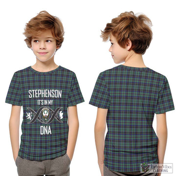 Stephenson (Stevenson) Tartan Kid T-Shirt with Family Crest DNA In Me Style Youth XL Size14 - Tartan Vibes Clothing