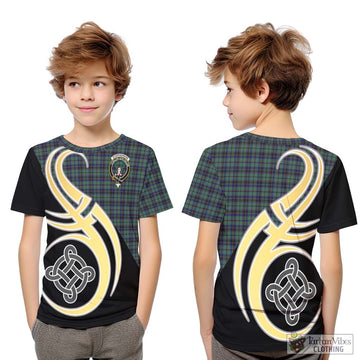 Stephenson (Stevenson) Tartan Kid T-Shirt with Family Crest and Celtic Symbol Style