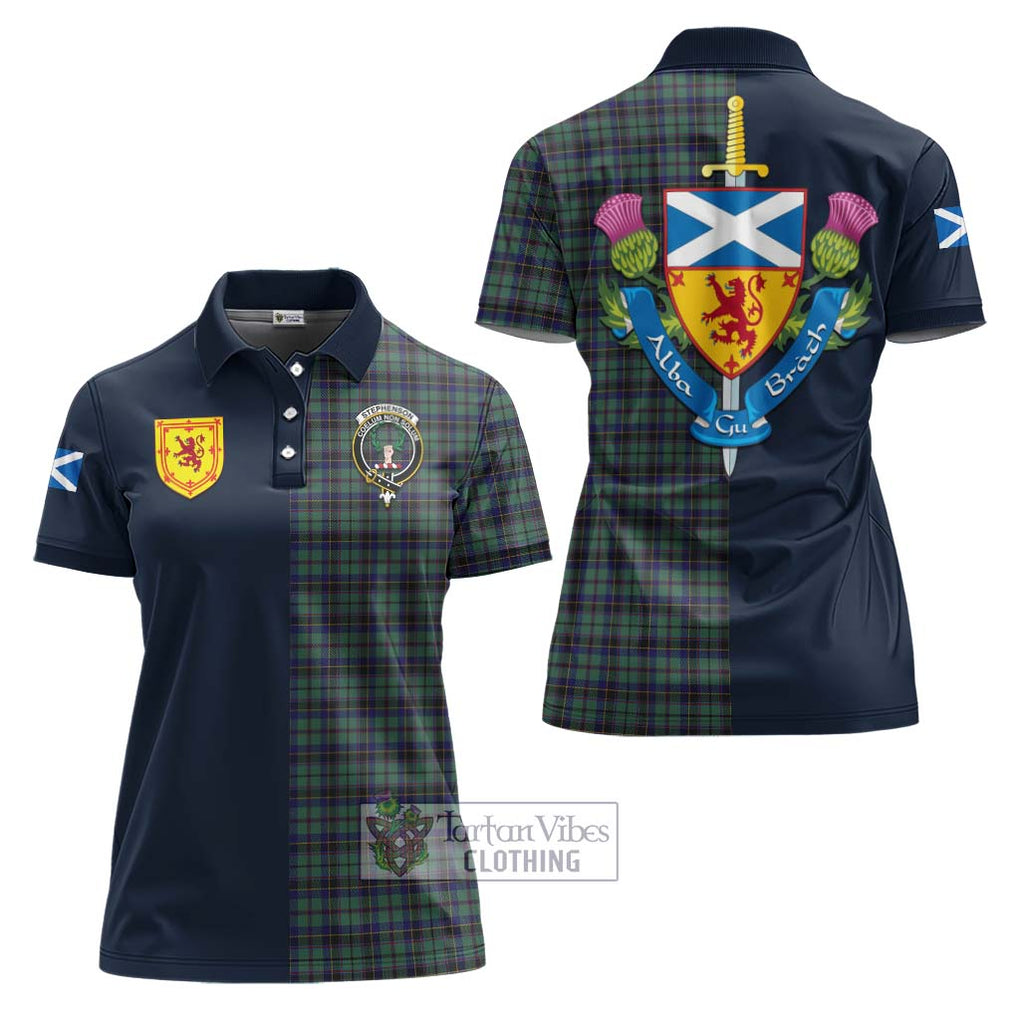 Stephenson (Stevenson) Tartan Women's Polo Shirt Alba with Scottish Lion Royal Arm Half Style Women - Tartan Vibes Clothing