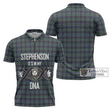 Stephenson (Stevenson) Tartan Zipper Polo Shirt with Family Crest DNA In Me Style Unisex - Tartan Vibes Clothing