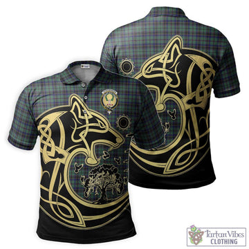 Stephenson (Stevenson) Tartan Polo Shirt with Family Crest Celtic Wolf Style