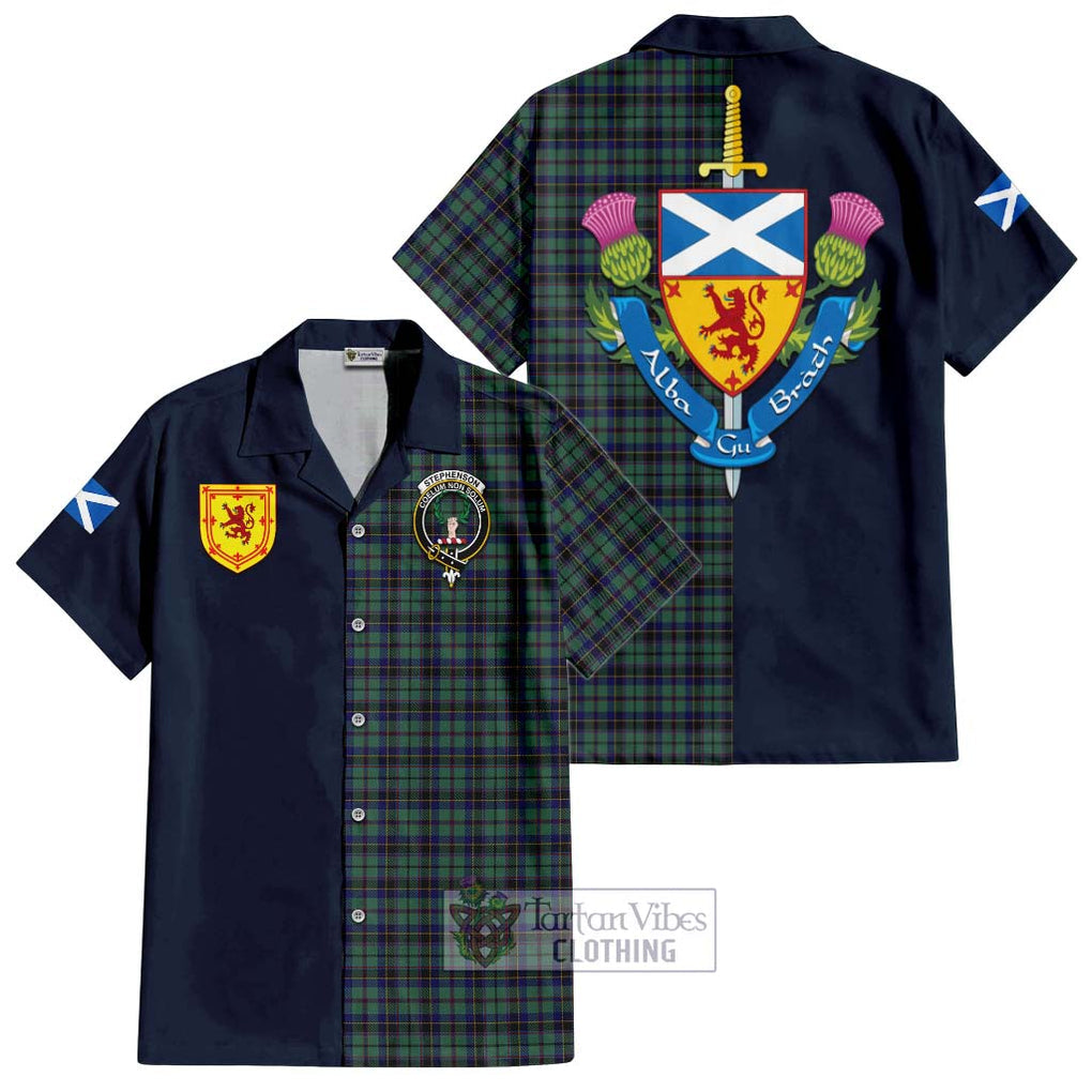 Stephenson (Stevenson) Tartan Hawaiian Shirt Alba with Scottish Lion Royal Arm Half Style Kid - Tartan Vibes Clothing