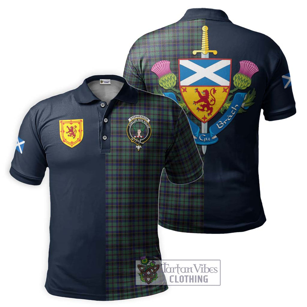Stephenson (Stevenson) Tartan Polo Shirt Alba with Scottish Lion Royal Arm Half Style Kid - Tartan Vibes Clothing