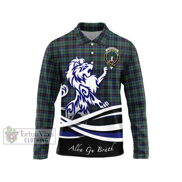 Stephenson (Stevenson) Tartan Long Sleeve Polo Shirt with Alba Gu Brath Regal Lion Emblem Unisex - Tartan Vibes Clothing