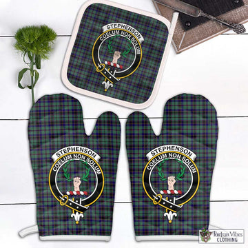 Stephenson (Stevenson) Tartan Combo Oven Mitt & Pot-Holder with Family Crest Combo 2 Oven Mitt & 1 Pot-Holder Black - Tartan Vibes Clothing