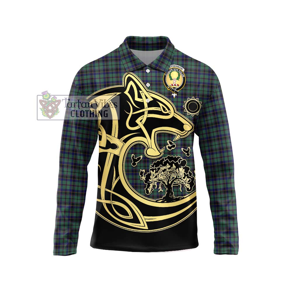 Stephenson (Stevenson) Tartan Long Sleeve Polo Shirt with Family Crest Celtic Wolf Style Unisex - Tartan Vibes Clothing