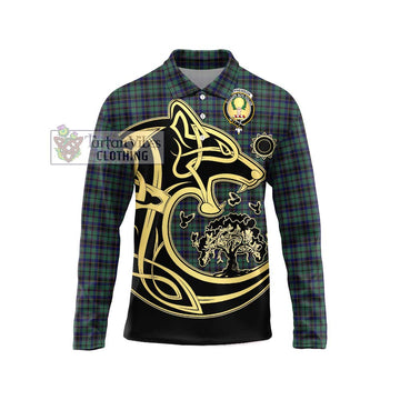 Stephenson (Stevenson) Tartan Long Sleeve Polo Shirt with Family Crest Celtic Wolf Style Unisex - Tartan Vibes Clothing