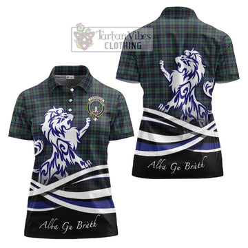 Stephenson (Stevenson) Tartan Women's Polo Shirt with Alba Gu Brath Regal Lion Emblem Women - Tartan Vibes Clothing
