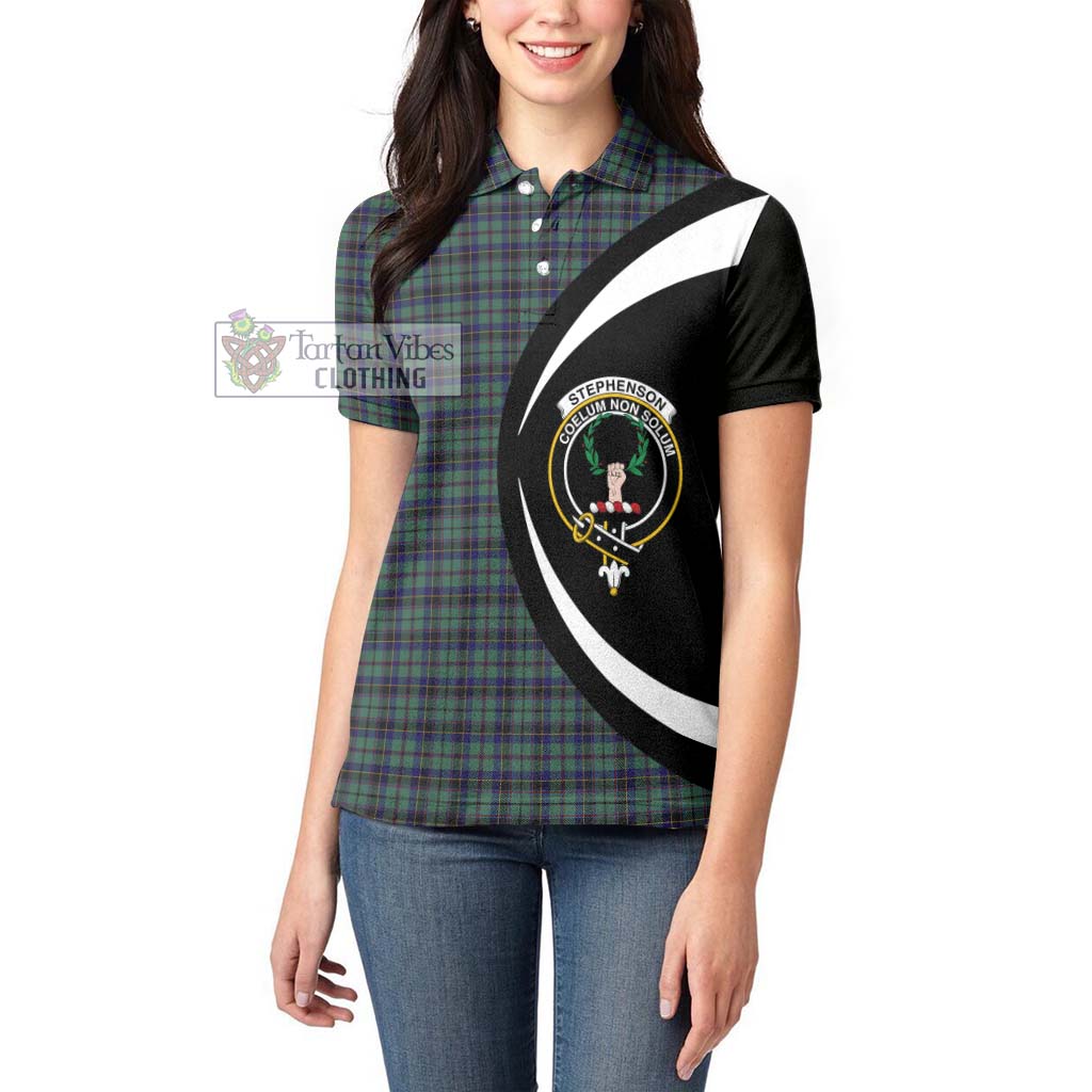 Stephenson (Stevenson) Tartan Women's Polo Shirt with Family Crest Circle Style - Tartan Vibes Clothing
