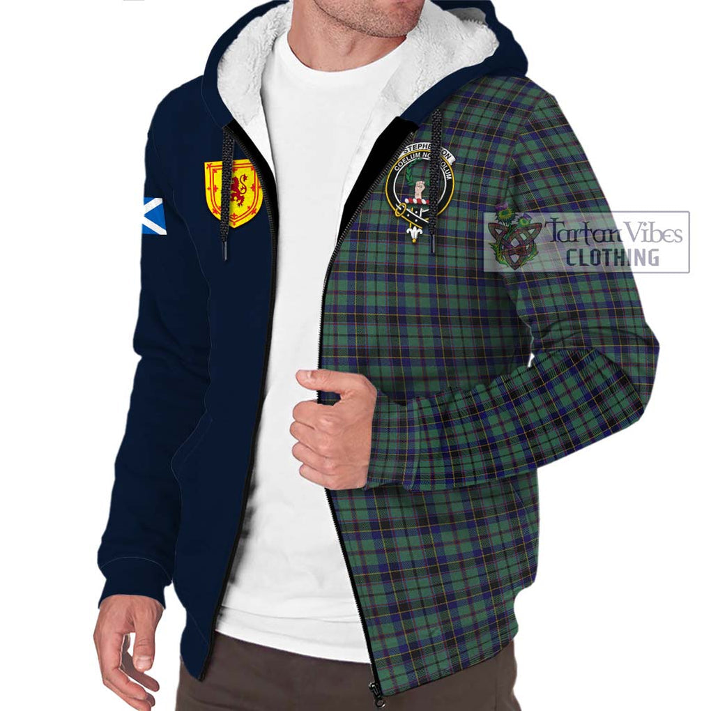 Stephenson (Stevenson) Tartan Sherpa Hoodie Alba with Scottish Lion Royal Arm Half Style - Tartan Vibes Clothing