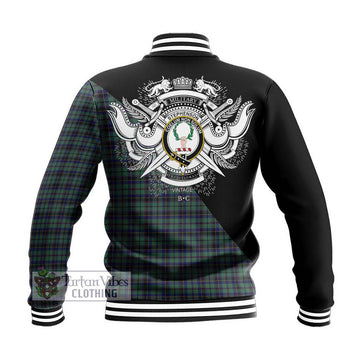 Stephenson (Stevenson) Tartan Baseball Jacket with Family Crest and Military Logo Style - Tartan Vibes Clothing