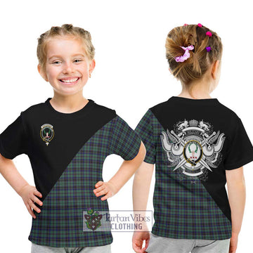 Stephenson (Stevenson) Tartan Kid T-Shirt with Family Crest and Military Logo Style - Tartan Vibes Clothing