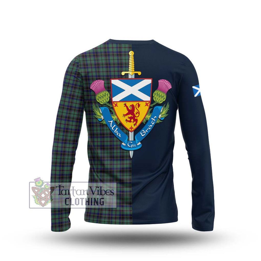 Stephenson (Stevenson) Tartan Long Sleeve T-Shirt Alba with Scottish Lion Royal Arm Half Style - Tartan Vibes Clothing