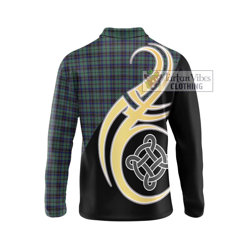 Stephenson (Stevenson) Tartan Long Sleeve Polo Shirt with Family Crest and Celtic Symbol Style - Tartan Vibes Clothing
