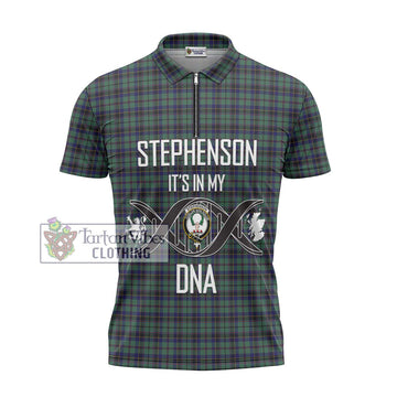 Stephenson (Stevenson) Tartan Zipper Polo Shirt with Family Crest DNA In Me Style - Tartan Vibes Clothing