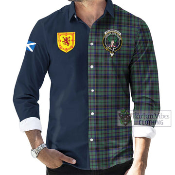 Stephenson (Stevenson) Tartan Long Sleeve Button Shirt Alba with Scottish Lion Royal Arm Half Style Men's Shirt - Tartan Vibes Clothing