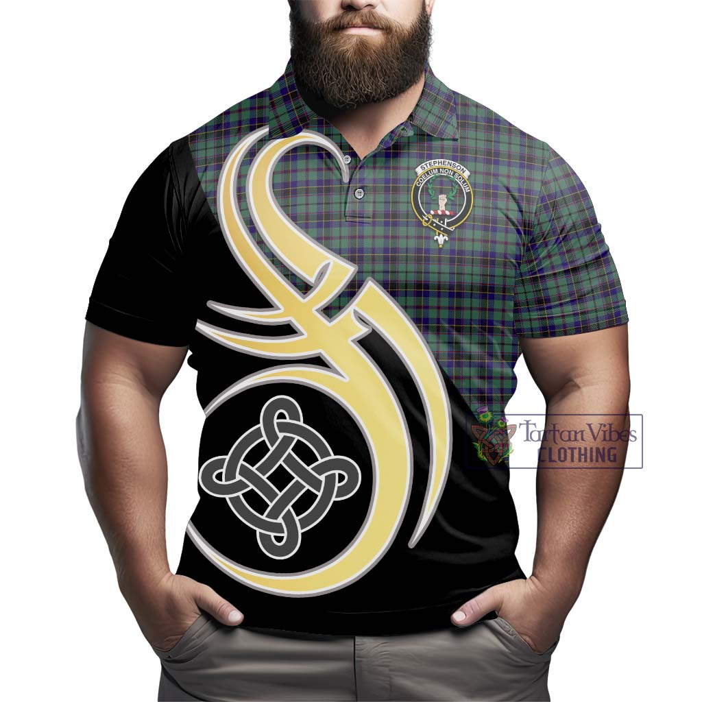 Stephenson (Stevenson) Tartan Polo Shirt with Family Crest and Celtic Symbol Style - Tartan Vibes Clothing