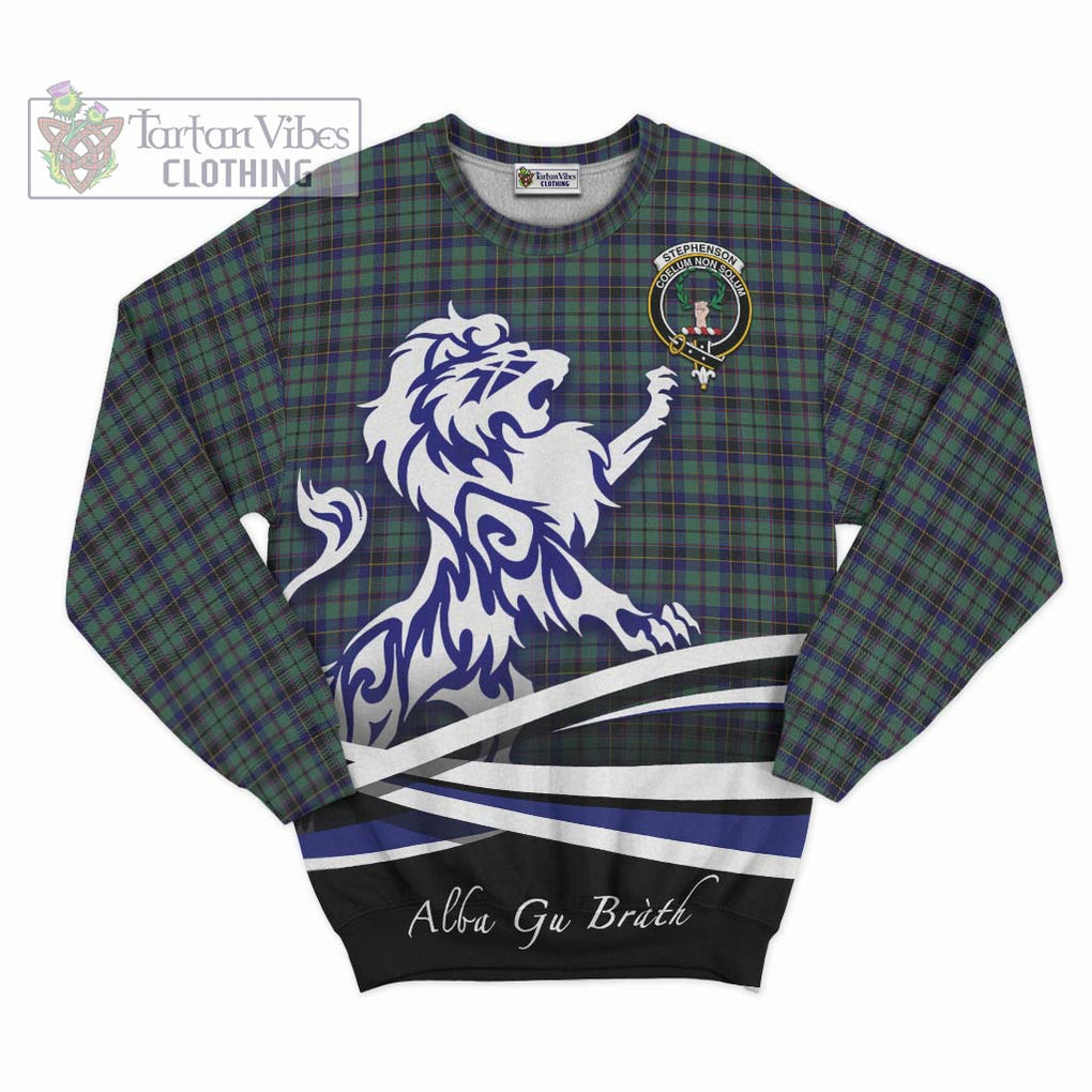 Stephenson (Stevenson) Tartan Sweatshirt with Alba Gu Brath Regal Lion Emblem - Tartan Vibes Clothing