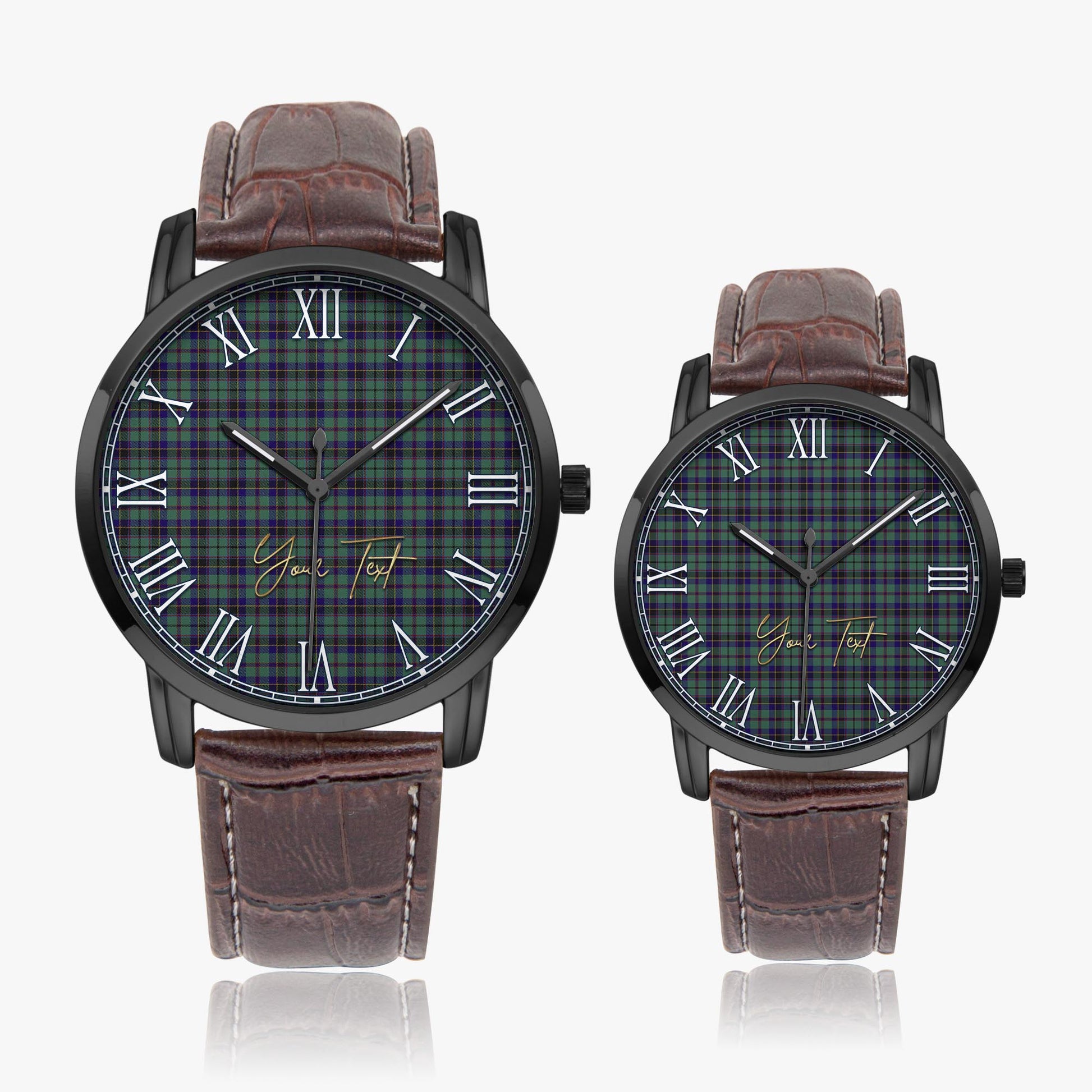 Stephenson (Stevenson) Tartan Personalized Your Text Leather Trap Quartz Watch - Tartan Vibes Clothing