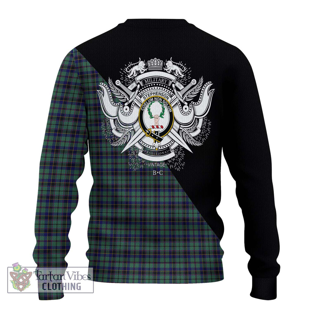 Stephenson (Stevenson) Tartan Ugly Sweater with Family Crest and Military Logo Style - Tartan Vibes Clothing