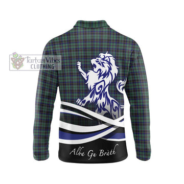 Stephenson (Stevenson) Tartan Long Sleeve Polo Shirt with Alba Gu Brath Regal Lion Emblem - Tartan Vibes Clothing