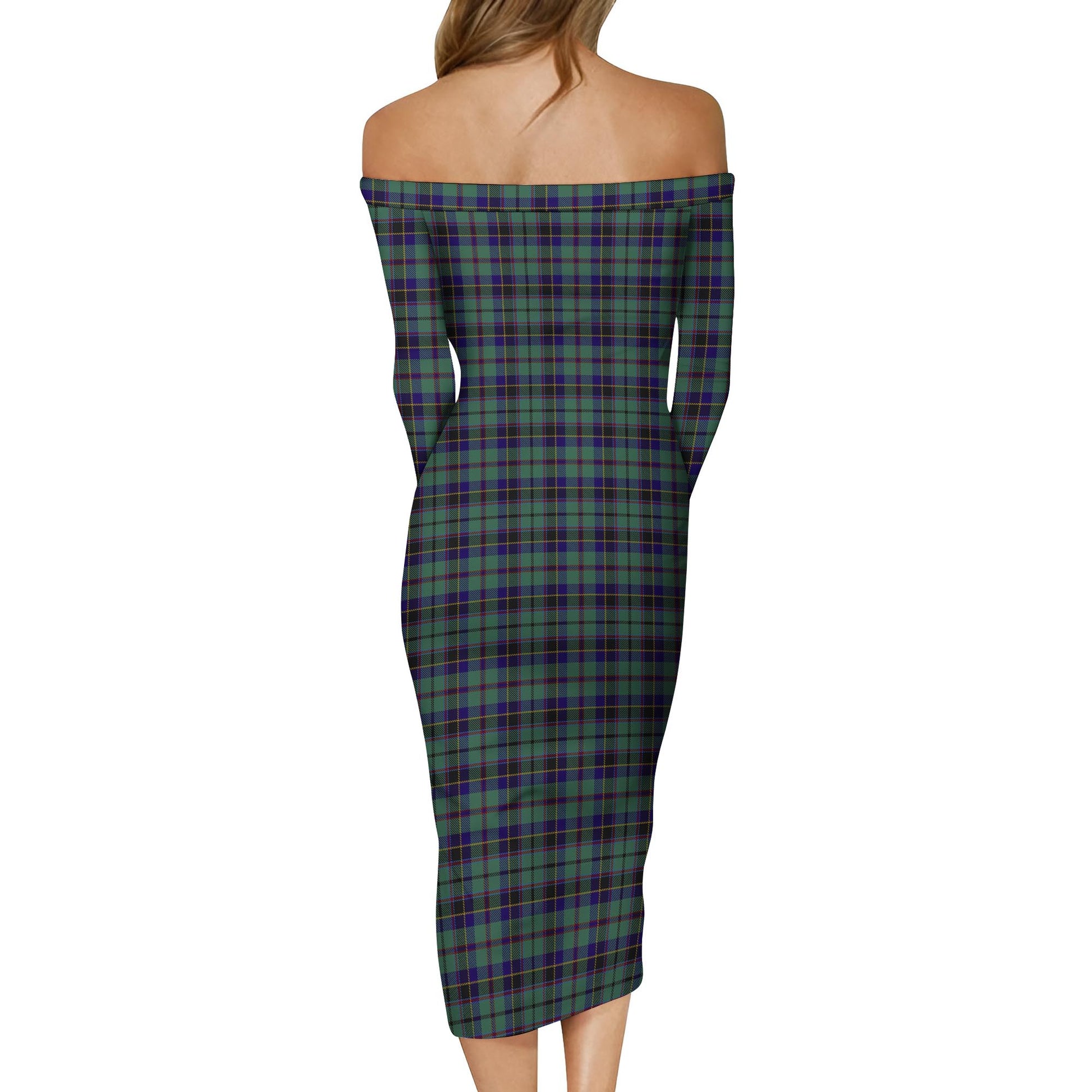 Stephenson (Stevenson) Tartan Off Shoulder Lady Dress - Tartan Vibes Clothing