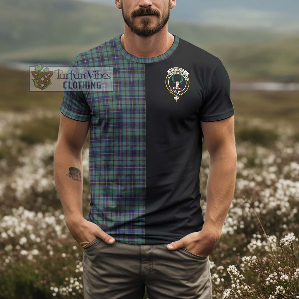 Stephenson (Stevenson) Tartan T-Shirt with Family Crest and Half Of Me Style - Tartan Vibes Clothing