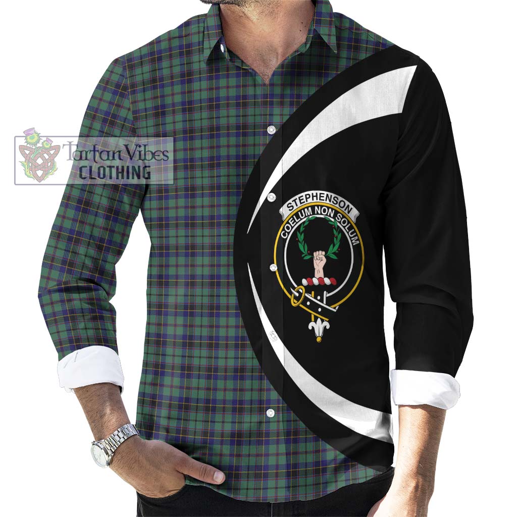 Stephenson (Stevenson) Tartan Long Sleeve Button Up with Family Crest Circle Style - Tartan Vibes Clothing
