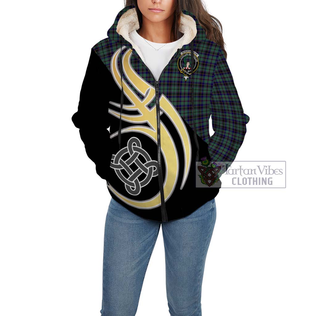 Stephenson (Stevenson) Tartan Sherpa Hoodie with Family Crest and Celtic Symbol Style Unisex - Tartan Vibes Clothing